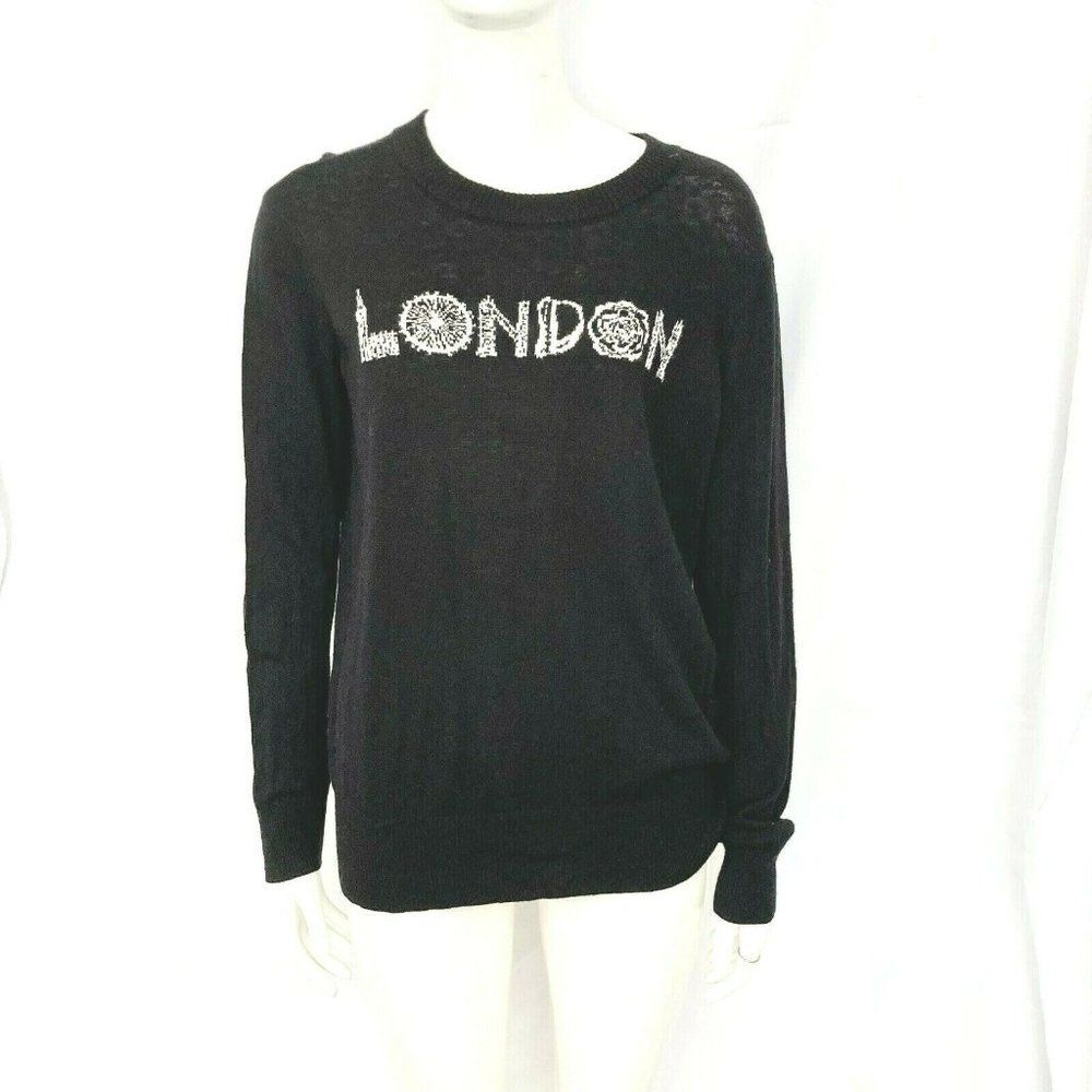 Thakoon for DesigNation Sweater Women L Black Excellent Graphic London‎ Knit